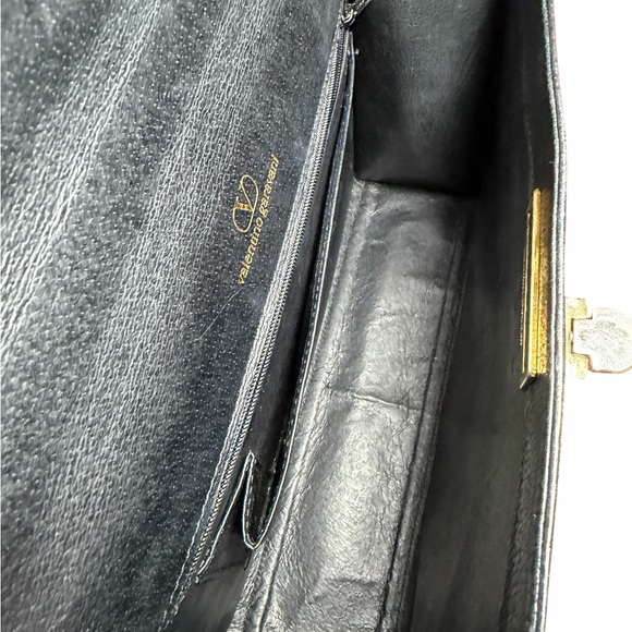 Vintage Valentino Garavani Black Leather Top Handle Bag Satchel - Picture 6 of 8